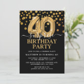 モダン ブラック&ゴールド 40歳のサプライズ誕生日パーティー 招待状 (スタンド正面)