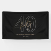 モダン ブラック&ゴールド 40歳の誕生日バナー 横断幕 (横)