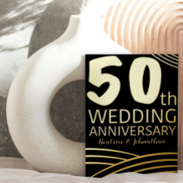 モダン ブラック&ゴールド 50周年結婚記念 箔招待状