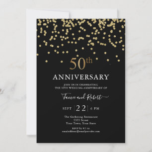 モダン ブラック ゴールド 50周年 結婚記念日 招待状