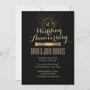 モダン ブラック&ゴールド 50周年 結婚記念日 招待状