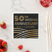 モダン ブラック&ゴールド 50回結婚記念 スタンダードカクテルナプキン (インサイチュ)