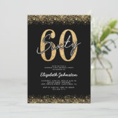 モダン ブラック ゴールド 60歳の誕生日 招待状 (スタンド正面)