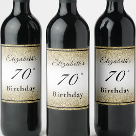 モダン ブラック&ゴールド 70歳の誕生日パーティー オーダーメイド ワインラベル
