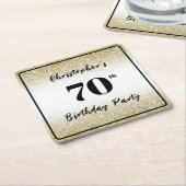モダン ブラック&ゴールド 70歳の誕生日 コースター (アングル)
