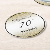 モダン ブラック&ゴールド 70歳の誕生日 コースター (アングル)