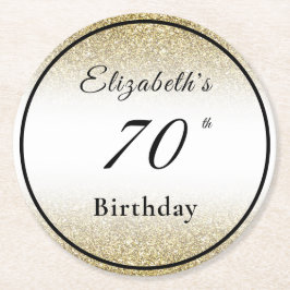 モダン ブラック&ゴールド 70歳の誕生日 コースター