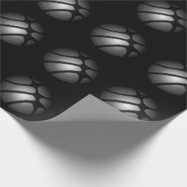 モダン ブラック シルバー バスケットボール ボール スポーツ パターン ラッピングペーパー