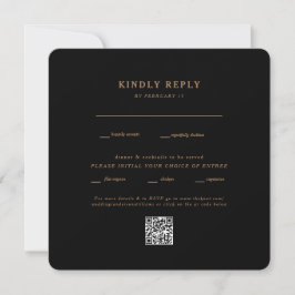 モダン ブラック スクエア 丸みを帯びた ウェディング QRコード RSVP