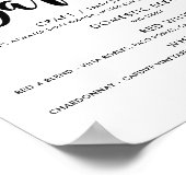 モダン ブラック スクリプト ウェディング バー メニュー ポスター (角)