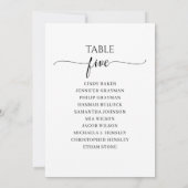 モダン ブラック スクリプト テーブル ナンバー 5 席次表 招待状 (裏面)