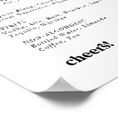 モダン ブラック タイポグラフィー ウェディング ドリンク メニュー サイン (角)