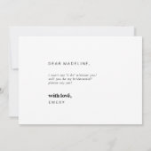 モダン ブラック タイポグラフィー ブライズメイド 提案カード 招待状 (裏面)