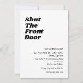 モダン ブラック タイポグラフィー 面白い 新築祝いパーティー 招待状 (正面)