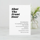 モダン ブラック タイポグラフィー 面白い 新築祝いパーティー 招待状 (スタンド正面)