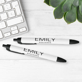 モダン ブラック タイポグラフィ | ホワイト 黒ボールペン