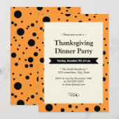 モダン ブラック ドット ゴールド サンクスギビング インビテーション (正面/裏面)
