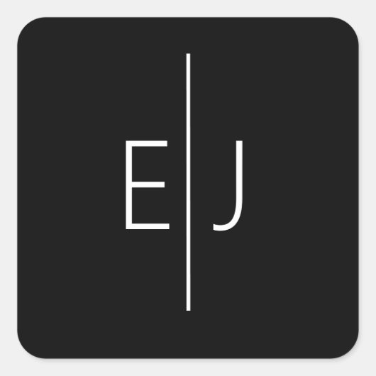 モダン ブラック ネームイニシャル スクエアシール (正面)