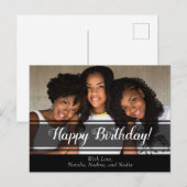 モダン ブラック ハッピー バースデー フォト ポストカード (正面/裏面)