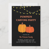 モダン ブラック ハロウィン かぼちゃ カービング パーティ 招待状 (正面)