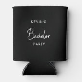モダン ブラック バチェラーパーティー シンプル 缶クーラー (正面)