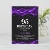 モダン ブラック&パープルの95歳の誕生日パーティー 招待状 (スタンド正面)
