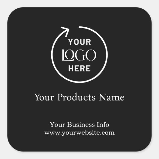 モダン ブラック ビジネス スクエア ステッカー (正面)