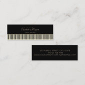 モダン，ブラック，ピアノ鍵，音楽先生 スキニー名刺 (正面/裏面)