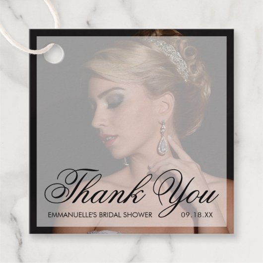 モダン ブラック フォト ブライズシャワー 御礼 フェイバータグ (正面)
