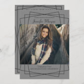 モダン ブラック フレーム フォト 卒業おめでとう 招待状 (正面/裏面)