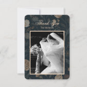 モダン ブラック フローラル グリーティング カード (正面)