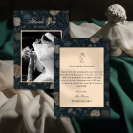 モダン ブラック フローラル グリーティング カード