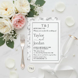 モダン ブラック フローラル ムーディ ミニマル 招待状