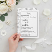 モダン ブラック フローラル ムーディ ミニマル 招待状