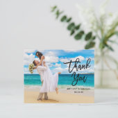 モダン ブラック ブラシ スクリプト 結婚式 お礼 ポストカード (スタンド正面)