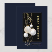 モダン ブラック＆ブルー ハッピー ホリデーズ シーズンカード (正面/裏面)