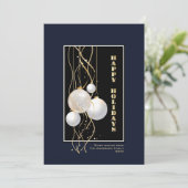 モダン ブラック＆ブルー ハッピー ホリデーズ シーズンカード (スタンド正面)