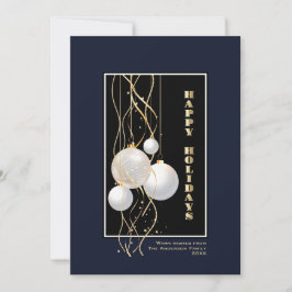 モダン ブラック＆ブルー ハッピー ホリデーズ シーズンカード