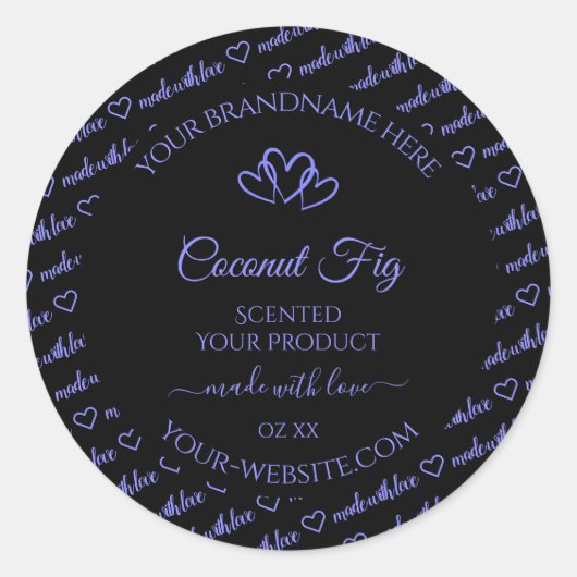 モダン ブラック ブルー ワード クラウド プロダクト ラベル ハート (正面)