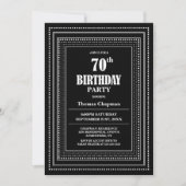 モダン ブラック&ホワイトボーダー 70歳の誕生日パーティー 招待状 (正面)