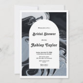 モダン ブラック&ホワイト アブストラクト ブライダル シャワー 招待状 (正面)