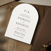 モダン ブラック＆ホワイト アーチ ウェディング フォト モノグラム 招待状