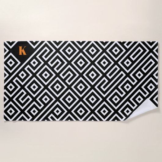 モダン ブラック ホワイト ウェディング パーティー フェア ビーチ タオル (正面)