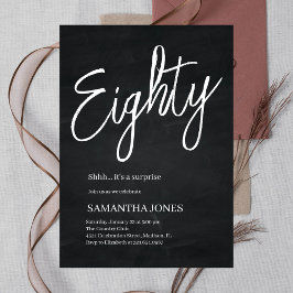 モダン ブラック＆ホワイト エイティ 80歳の誕生日パーティー 招待状