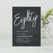 モダン ブラック＆ホワイト エイティ 80歳の誕生日パーティー 招待状 (スタンド正面)