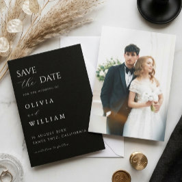 モダン・ブラック&ホワイト・エレガント写真の結婚式 セーブザデート