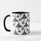 モダン ブラック ホワイト クリスマスツリーパターン マグカップ (左)