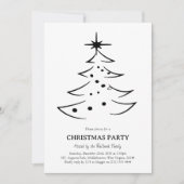 モダン・ブラック&ホワイト クリスマスツリーパーティー 招待状 (正面)