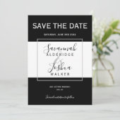 モダン ブラック ホワイト グレー 結婚式 Save the Date 招待状 (スタンド正面)