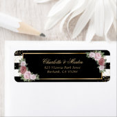 モダン ブラック ホワイト ゴールド コンフェッティ ブラッシュ ピンク ローズ ラベル (インサイチュ)